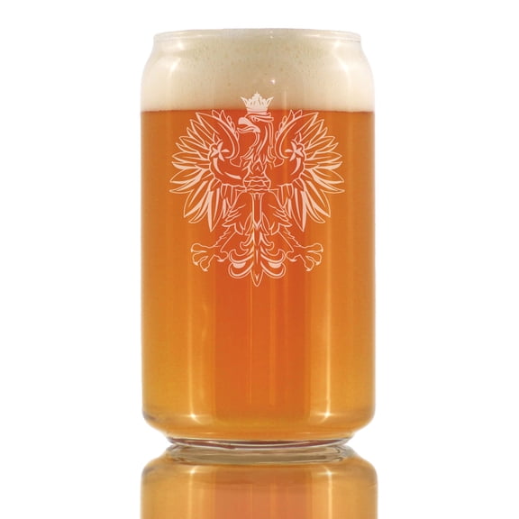 Bevvee Beer Can Pint Glass 16 oz Polish Eagle Polish Pride Enthusiast Gifts Beer Glasses