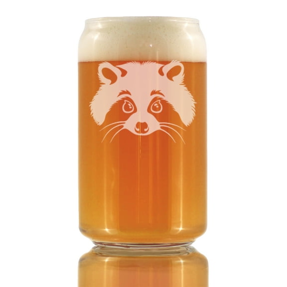 Bevvee Beer Can Pint Glass 16 oz Raccoon Face Gifts for Animal Lovers Beer Glasses
