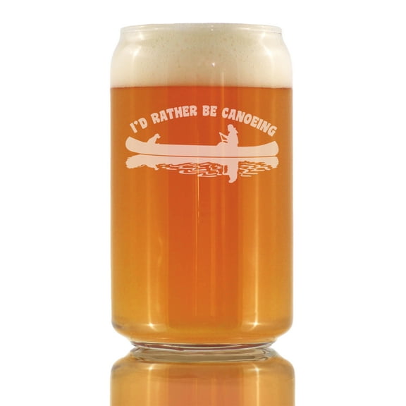 Bevvee Beer Can Pint Glass 16 oz Rather Be Canoeing Gifts for Outdoor Enthusiasts Beer Glasses