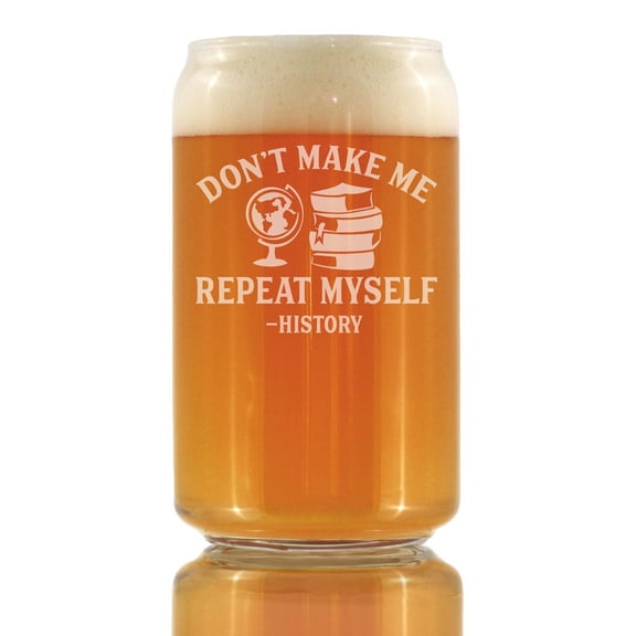 Bevvee Beer Can Pint Glass 16 oz Repeat History Gifts for History Buffs Beer Glasses