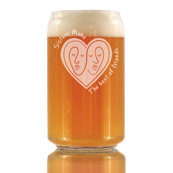 Bevvee Beer Can Pint Glass 16 oz Sisters Make Best Friends Gifts For Sisters Beer Glasses