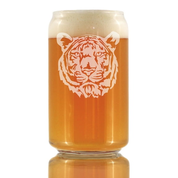 Bevvee Beer Can Pint Glass 16 oz Tiger Face Gifts for Beer Enthusiasts Beer Glasses