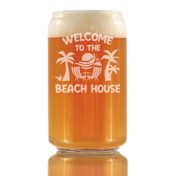Bevvee Beer Can Pint Glass 16 oz Welcome Beach House Gifts for Dads and Best Friends Beer Glasses