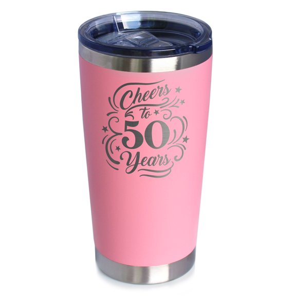Bevvee Insulated Travel Tumbler 20 oz Cheers 50 Years 50th Birthday Gifts Tumblers