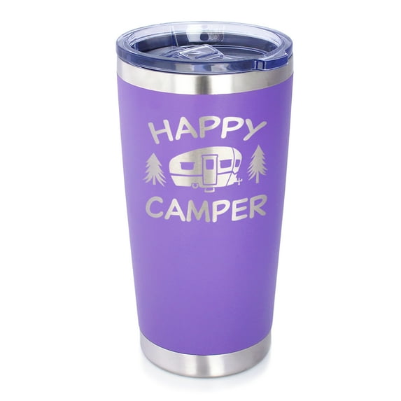 Bevvee Insulated Travel Tumbler 20 oz Happy Camper 2 Gifts for Camping Enthusiasts Tumblers