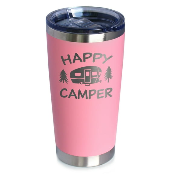 Bevvee Insulated Travel Tumbler 20 oz Happy Camper 2 Gifts for Camping Enthusiasts Tumblers