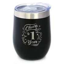 Bevvee Insulated Wine Tumbler 12 oz Cheers 1 Year Gifts for Wine Lovers Tumblers