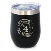 Bevvee Insulated Wine Tumbler 12 oz Cheers 4 Years Gifts for Wine Enthusiasts Tumblers