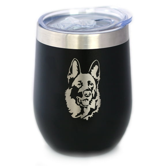 Bevvee Insulated Wine Tumbler 12 oz German Shepherd Face German Shepherd Owner Gifts Tumblers