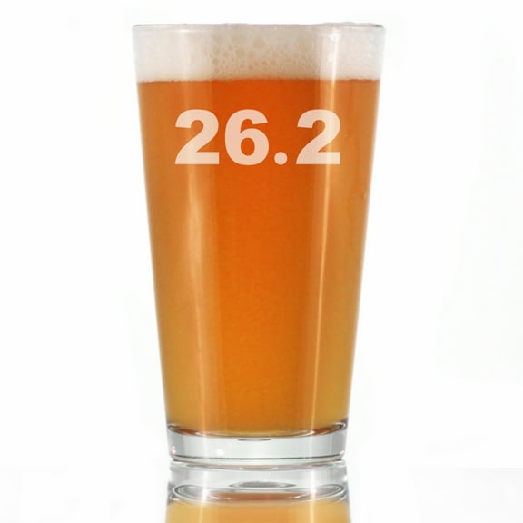 Bevvee Pint Glass 16 oz 26.2 Marathon Marathon Runner Gifts Beer Glasses