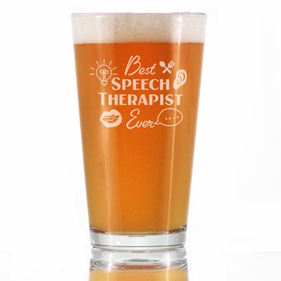 Bevvee Pint Glass 16 oz Best Speech Therapist Gifts for Speech Therapists Beer Glasses
