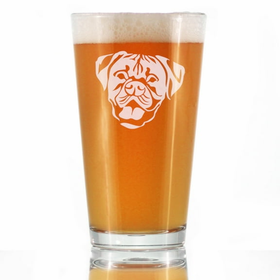 Bevvee Pint Glass 16 oz Boxer Natural Ears Face Boxer Dog Owner Gifts Beer Glasses