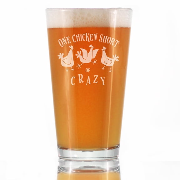 Bevvee Pint Glass 16 oz Crazy Chicken Chicken Enthusiast Gifts Beer Glasses