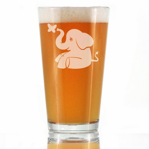 Bevvee Pint Glass 16 oz Cute Elephant Elephant Lover Gifts Beer Glasses