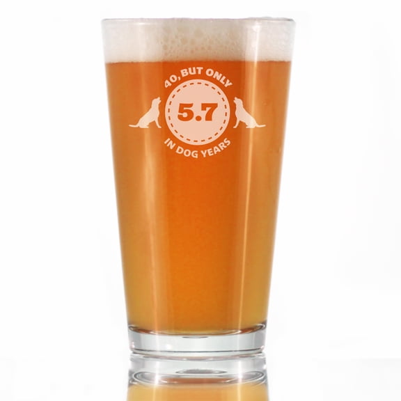 Bevvee Pint Glass 16 oz Dog Years 40 40th Birthday Beer Lover Gifts Beer Glasses