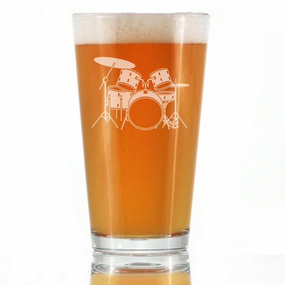 Bevvee Pint Glass 16 oz Drums Gifts for Drummers Beer Glasses