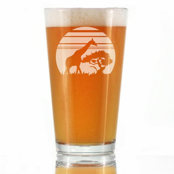Bevvee Pint Glass 16 oz Giraffe Sunset Gifts for Animal Lovers Beer Glasses