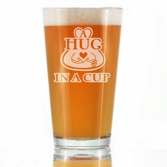 Bevvee Pint Glass 16 oz Hug In A Cup Sympathy Bereavement Gifts Beer Glasses