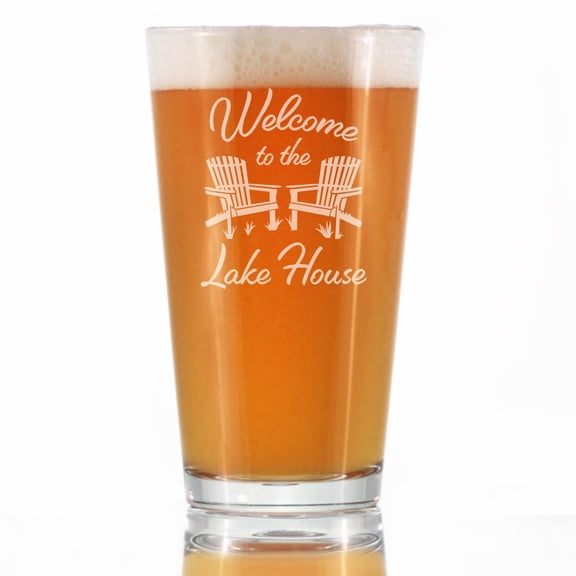 Bevvee Pint Glass 16 oz Welcome Lake House Lake House Enthusiast Gifts Beer Glasses