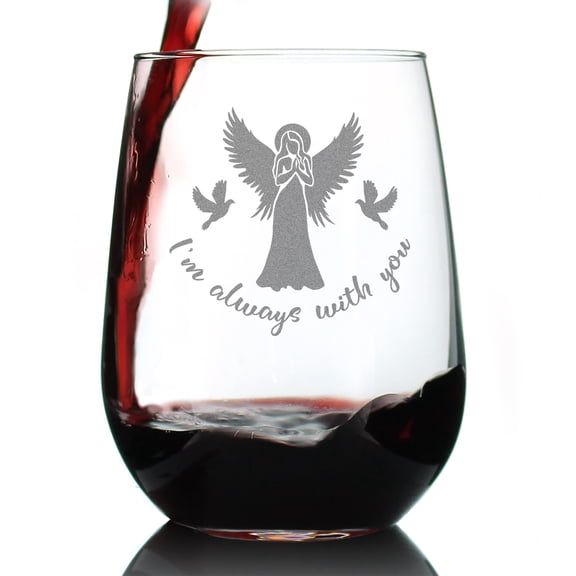Bevvee Stemless Wine Glass 17 oz Always With You Angel Gifts for Someone Who Loves Angel-Themed Decor Wine Glasses