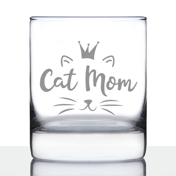 Bevvee Whiskey Rocks Glass 10.25 oz Cat Mom Gifts for Cat Moms Glassware & Drinkware