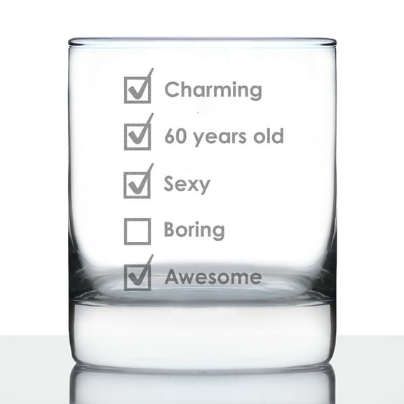 Bevvee Whiskey Rocks Glass 10.25 oz Check Box Bday 60 Gifts for Whiskey Enthusiasts Glassware & Drinkware