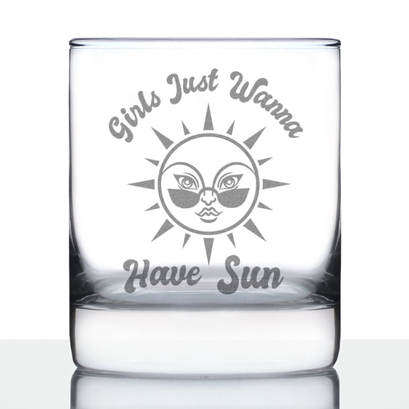 Bevvee Whiskey Rocks Glass 10.25 oz Girls Just Wanna Have Sun Gifts for Fun-Loving Women Glassware & Drinkware