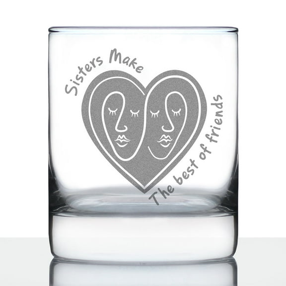 Bevvee Whiskey Rocks Glass 10.25 oz Sisters Make Best Friends Gifts for Sisters Glassware & Drinkware
