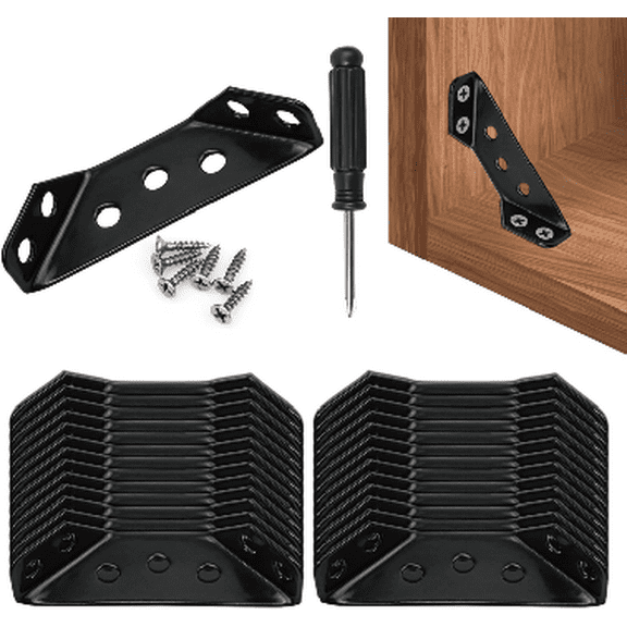 Bevvify Brackets of metal for furniture,Furniture Corner Connector Triangle Corner Brace, Universal Stainless Steel Corner Connector Brackets, Cabinets - 20 pcs