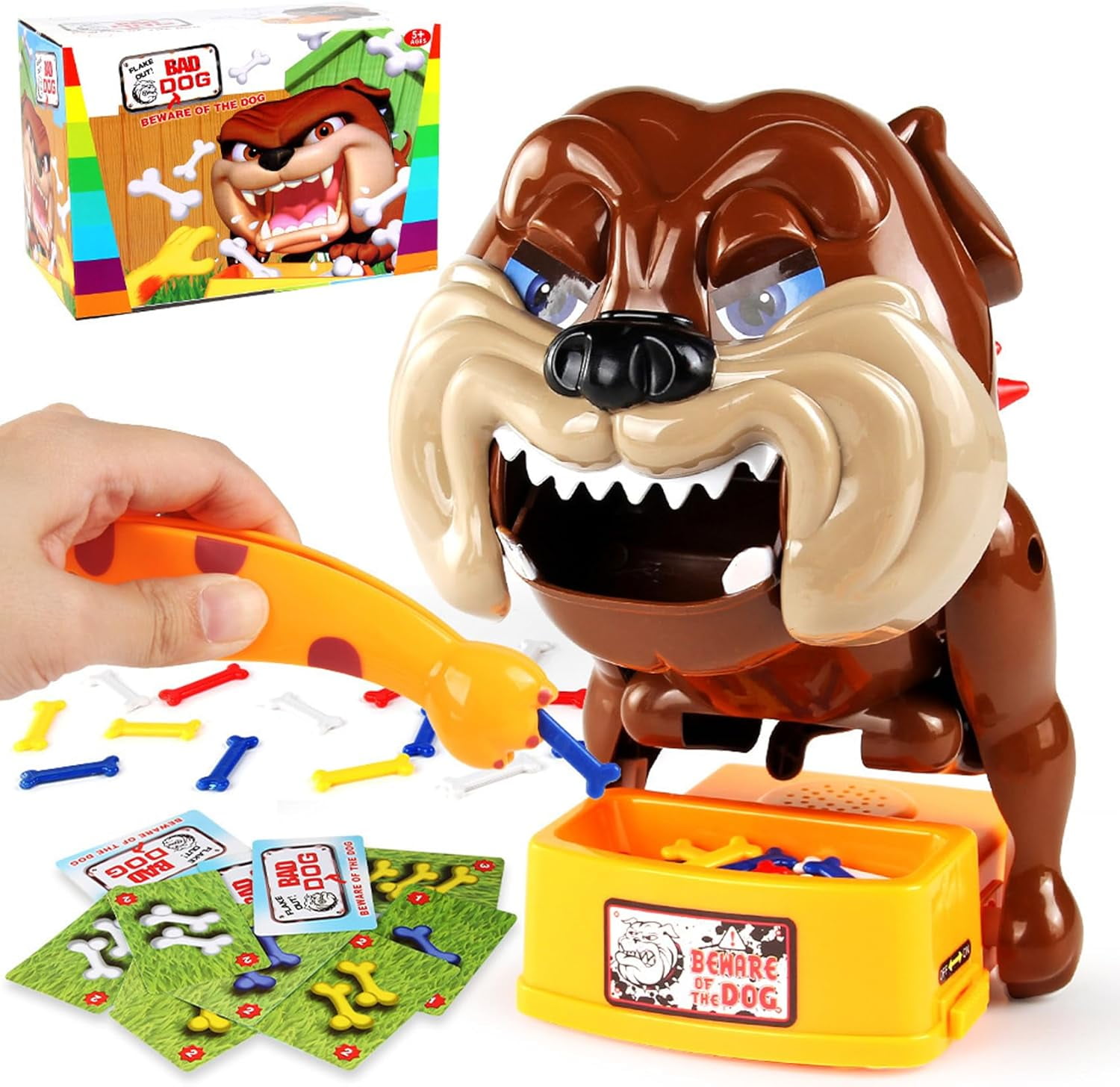 Beware of the Angry Dog game, don't wake the dog, bone-stealing game, evil bad dog escape cards, electronic barking pet toy, suitable for family gatherings and interactive fun.