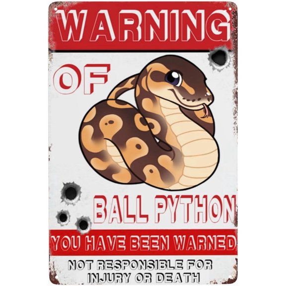 Beware Of Ball Python Sign,12"X 8" Rust Free Beware Of Ball Python Warning Signs, Pre-Drilled Holes For Easy Mounting Outdoor Use For Fence Door Or Gate