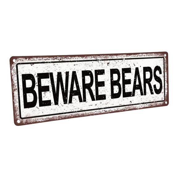 Beware Bears 4"x12" Metal Sign, Wall Décor for Vacation, Cabin, and Lakehouse