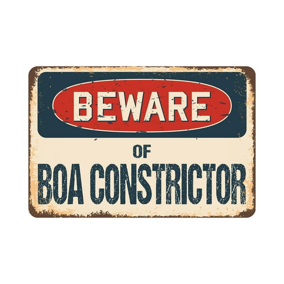 Beware Of Boa Constrictor Rustic Sign | Rustic, Distressed Vintage Look | Aluminum Sign | Indoor/Outdoor | Funny Home Décor for Garages, Living Rooms, Bedrooms