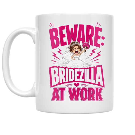 Beware: Bridezilla at Work - Wedding Planning Humor - 11 oz Ceramic Coffee Mug