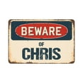 thumbnail image 1 of Beware Of Chris Rustic Sign | Rustic, Distressed Vintage Look | Aluminum Sign | Indoor/Outdoor | Funny Home Décor for Garages, Living Rooms, Bedrooms, Offices, 1 of 4