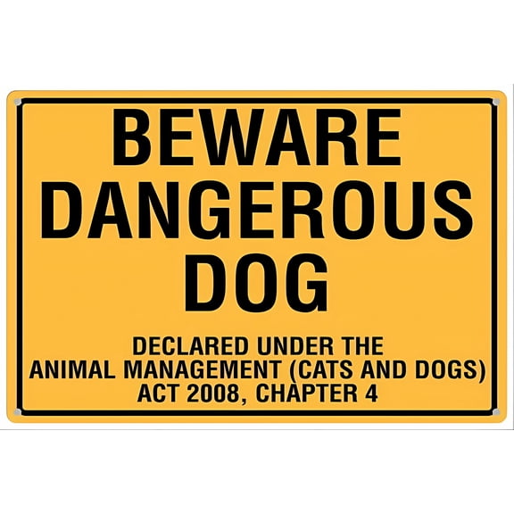 Beware Dangerous Dog Animal Management Sign - 12×8 Inches, Aluminum Tin Decor, Home Kitchen Wall Safety Warning