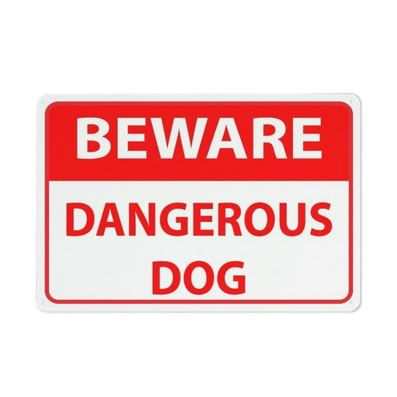 Beware Dangerous Dog Sign 12X8 Inch Tin Sign Great For Garden And Yard Wall Decor