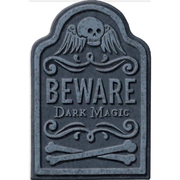 Beware Dark Magic Small Tombstone Graveyard Display Halloween Decoration