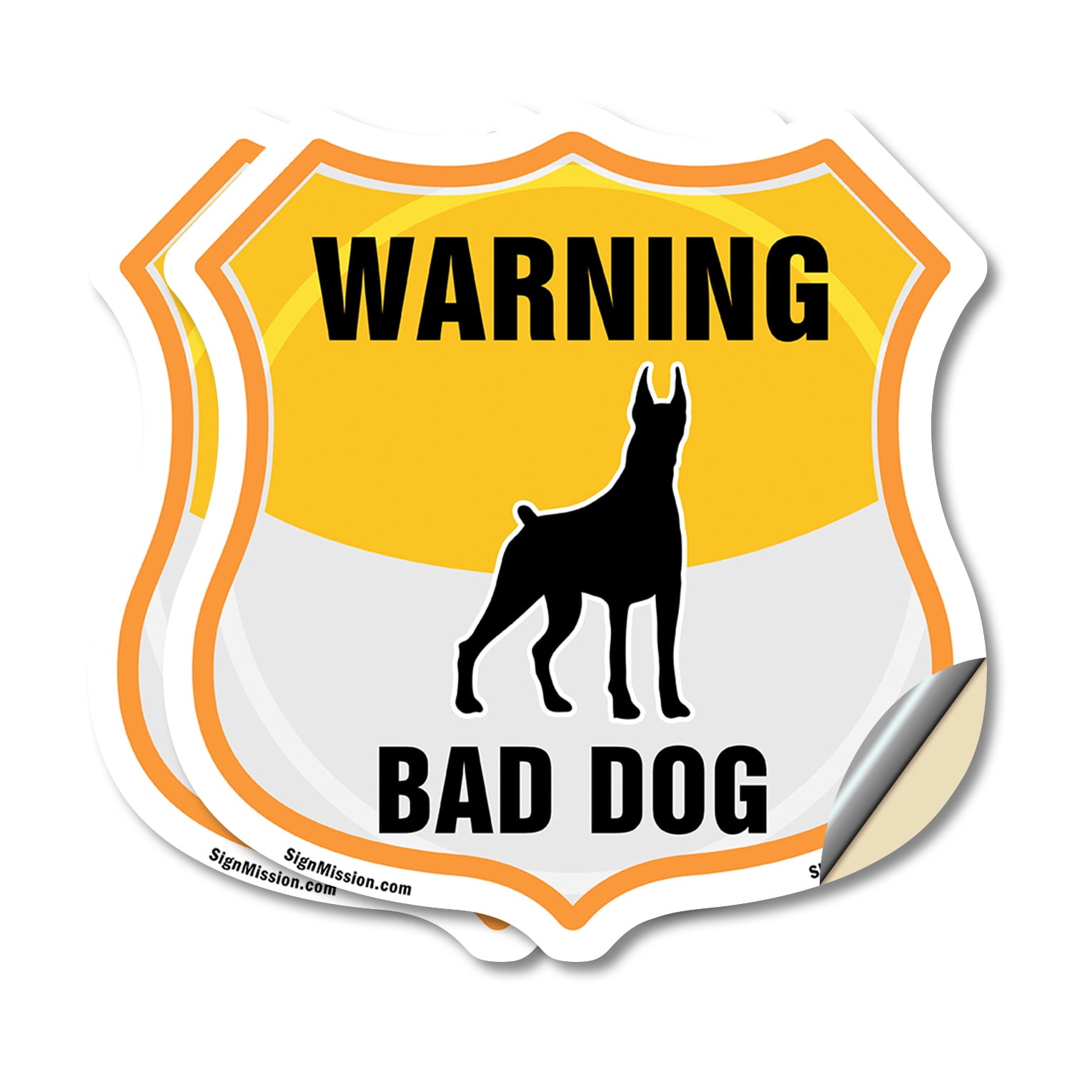 Beware Of Dog Shield Sign Warning Bad Dog (2 Pack) 6 inch X 6 inch ...