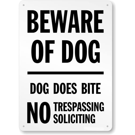 Beware of Dog Sign – 8x12 Inch RustFree Aluminum,Reflective & Weatherproof,Dog Does Bite Warning Sign for Home or Business,No Trespassing & Soliciting