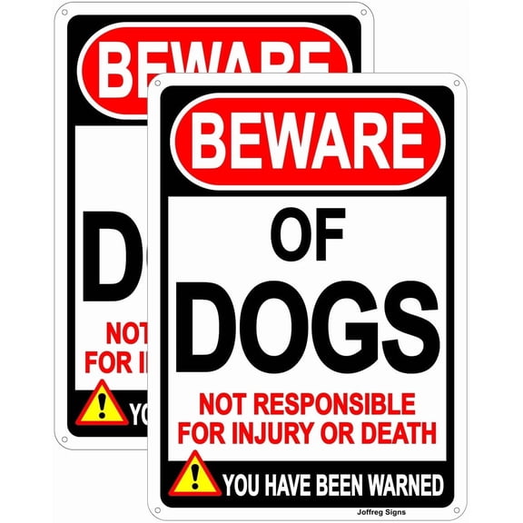 Beware of Dog Sign,Dog Warning Sign,14 x 10 Inches,Reflective Aluminum,UV Printed,Weather Resistant,Waterproof,Durable Ink,Easy to Mount,Indoor Or Outdoor Use,2 Pack