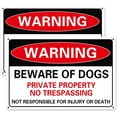 thumbnail image 1 of Beware of Dog Sign Private Property No Trespassing Dog Warning Signs Metal Tin Warning Sign High Reflective Film Not Responsible for Injury Or Death 12x8", UV Protected and, 1 of 5