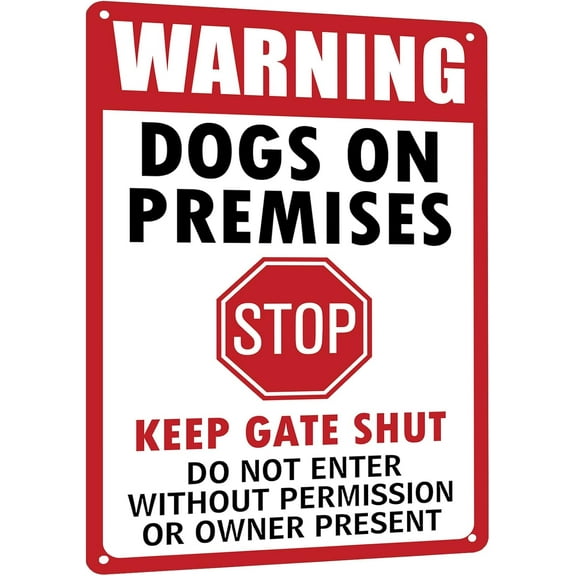 Beware of Dog Signs for Fence, Beware of Dog Sign, Do Not Enter Sign, Dog on Premises Sign, Home Garden Yard Security Sign, Metal Tin Sign Metal 12x8 inches