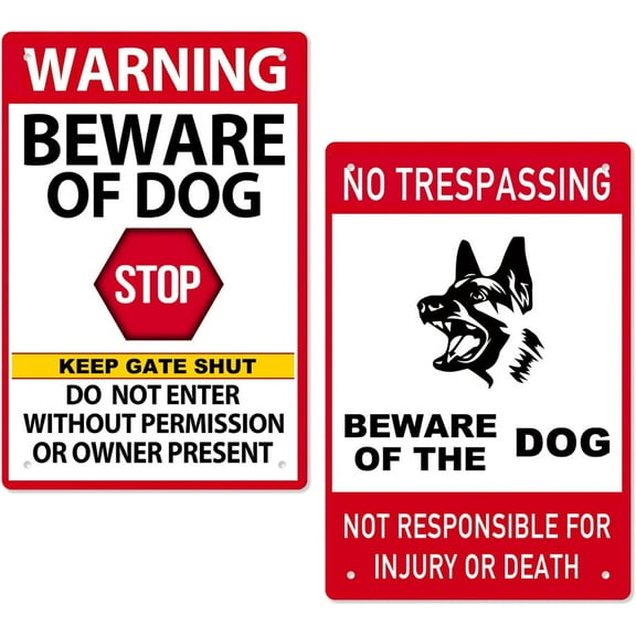 Beware Of Dog Signs Warning Do Not Enter Without Permission Metal Signs No Trespassing Dogs On Premises Tin Signs Dog In Yard Stop Keep Gate Closed Sign For Fence Door Outdoor Decorations 8x12 Inch