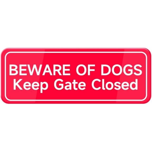 Beware Of Dogs Keep Gate Closed Sign For Business Self Adhesive Signs Industrial Warning Signs For Office Outdoor Indoor Supplies 10"X3" (Red And White)