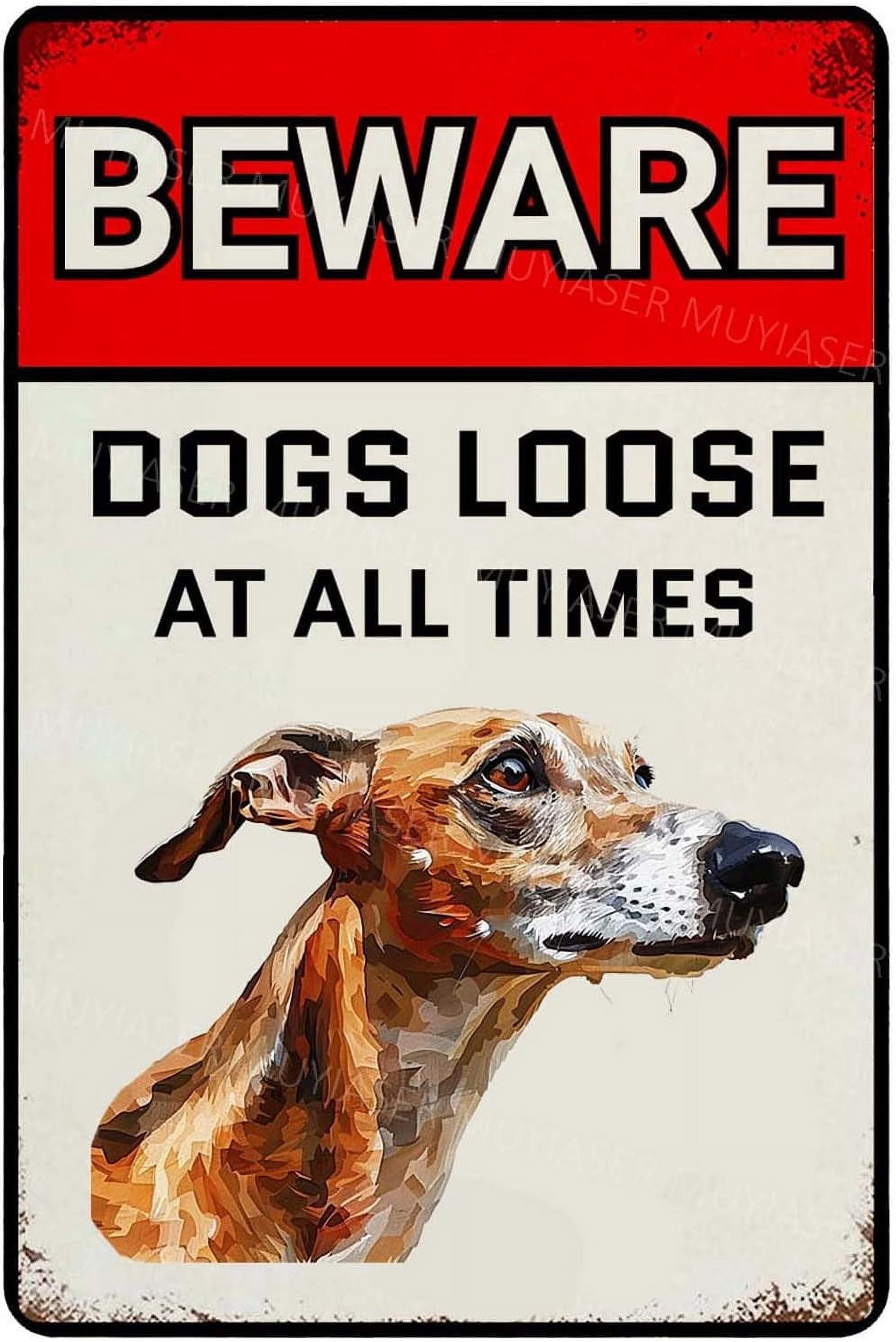 Beware Of Dogs Loose At All Time Sign Greyhound Warning Sign Aluminum ...