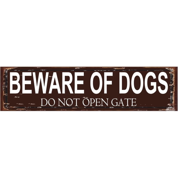 Beware of Dogs - Do Not Open Gate Rustic Metal Sign - 16x4 Inch Vintage Warning Plaque for Fences & Doors - Durable Outdoor Dog Warning Sign for Yard & Property