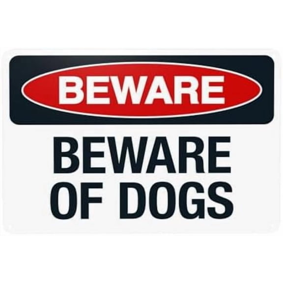 Beware Of Dogs Warning Signs, Beware Of Dog Security Metal Signs for Home Busines Outdoor Indoor Road Yard Garage Street Wall Caution Decor 12 x 8 Inch