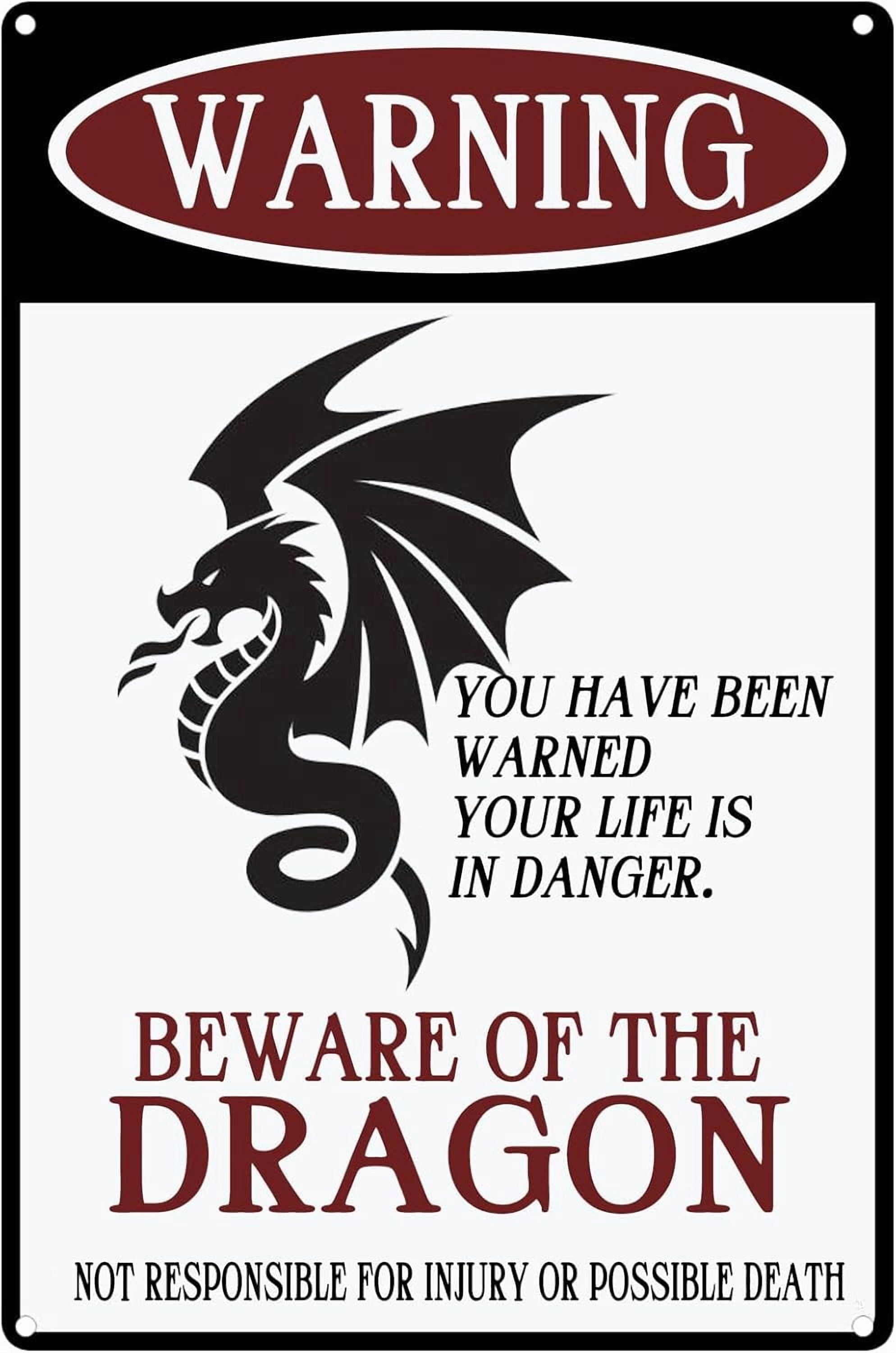 Beware Of The Dragon Funny Metal Sign You Have Been Warned Your Life Is