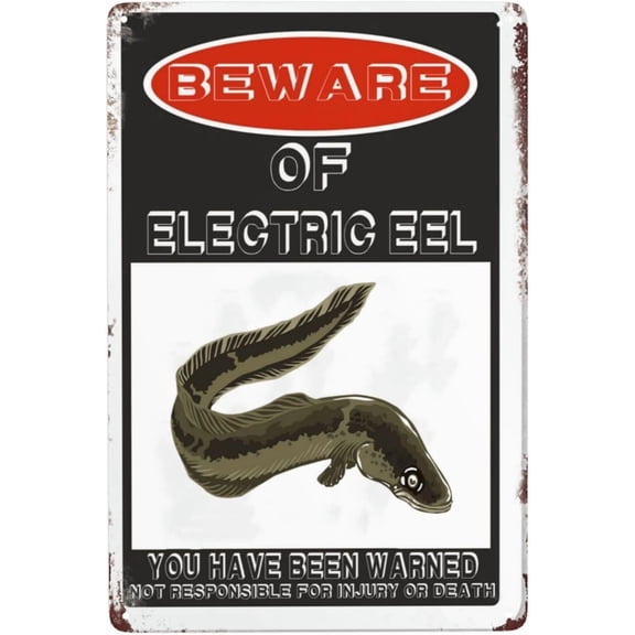 Beware Of Electric Eel Sign,12"X 8" Rust Free Beware Of Electric Eel Warning Signs, Pre-Drilled Holes For Easy Mounting Outdoor Use For Fence Door Or Gate